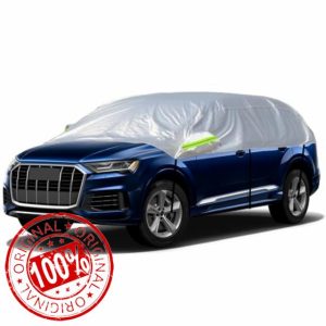 CICMOD Half Car Cover Universal Silver Windscreen Side Window Snow Frost Cover for Large SUV Fits Length Up to 500cm