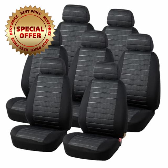 Aodelai Universal Car Seat Covers for 7 Seaters 7 Fabric Single Seat Covers for MPV Van Gray Airbag compatible Auto Seat Covers Sets