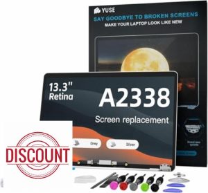 VisGenix A2338 Replacement Screen for 13.3" MacBook Pro M1 M2 Retina A2338 EMC 3578 EMC 8162 MYD83 MYD92 MYDA2 MYDC2 MNEQ3 MNEP3 MNEJ3 A Full LED LCD Display Assembly 2560x1600(Silver)