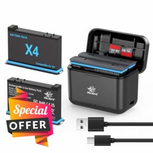 melasta Replacement Li-ion Battery and Charger for Insta360 X4 Camera