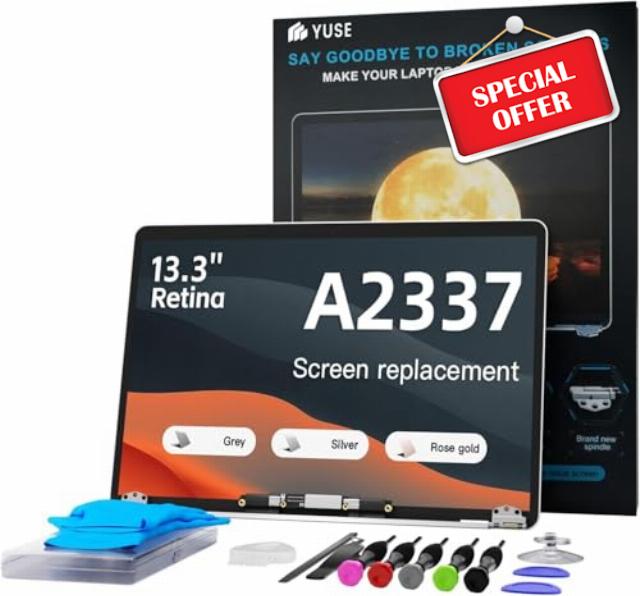 VisGenix 13.3“ Screen Replacement for MacBook Air 13-inch Retina Late 2020 M1 A2337 (Model:EMC 3598 MGN93 MGND3 MGN73 MGNA3 MGNE3 MGN63) 2560×1660 A Full LED LCD Display Assembly (Space Gray)