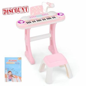 COSTWAY 37-Key Kids Electronic Keyboard with Stool