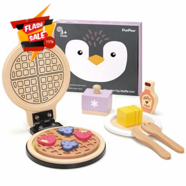 PairPear Wooden Waffle Maker Toy Food Playset