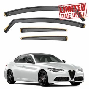 ISPEED Wind Deflectors for ALFA ROMEO GIULIA 2016-2025 4 Door Saloon 4pc Set - Keep Your Car Ventilated In Rain - Reduce Wind Turbulence - Tinted In-Channel Type