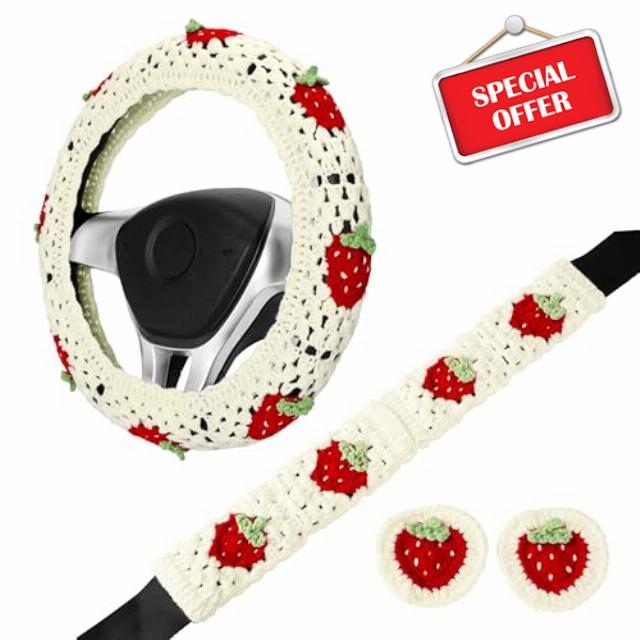 Crochet Steering Wheel Cover Set