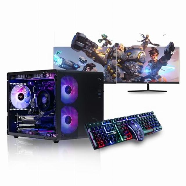 Veno Scorp Gaming PC Dual 24" Monitor Bundle Intel Core i5-3470 Processor RX 550 4GB Graphics Card - 16GB Ram - 120GB SSD + 1TB HDD - 550W PSU - Windows 10 - WiFi - Cybus 7