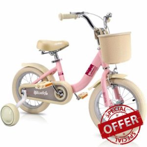SIMEIQI Kids Bike 14/16/18 Inch for Girls Children's Bike for Ages 3-12 Years with Stabilisers & Kickstand