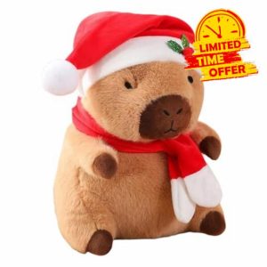 Hqunjikp Stuffed Capybara | Cute Santa Hat Animal Plush Pillow Cushion
