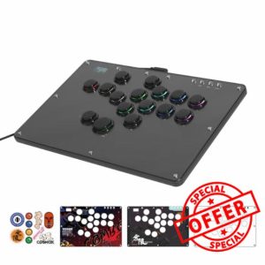 Haute42 Leverless Controller U16 for Arcade Gaming: DIY Graffiti Panel - Retro Rims Series U16 - 16 Keys Crystal Low-Profile Switch - Custom RGB Controller for PC/Switch/PlayStatio