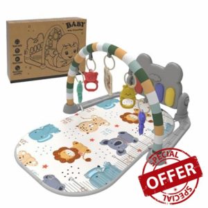 Musical Baby Play Mat | Sensory Gym Mat With Kick Piano | Sound And Texture Learning Playmat | Tummy Time Floor Mat | Robust Play Gym For Babies Aged 0-36 Months Ideal For Bedroom And Living Room Use