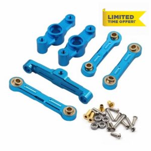 RC Upgrade Accessories For Tamiya For TT-02 TT-02D 1/10 RC Drift Car Upgrade Parts Aluminum Ball Bearing Crank Steering Assembly Link Set Car Upgrade Parts(Blue)