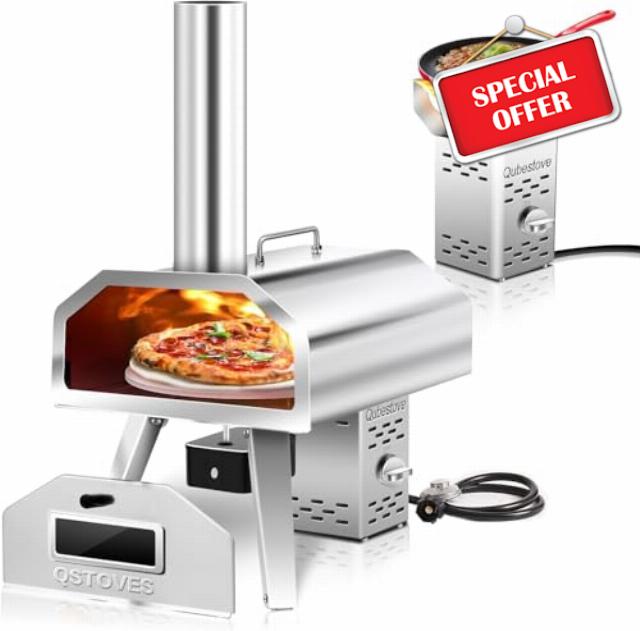 Q-Stoves 16" 2-in-1 Outdoor Pizza Oven with MANUAL Rotating Pizza Stone