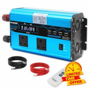 Yinleader Pure Sine Wave Power Inverter 2000W /4000W Converter DC 12V to AC 240V LCD 2 Sockets 4 USB ports