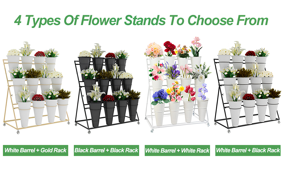 Florist 3-tier Flower Display Stand with 12 Buckets