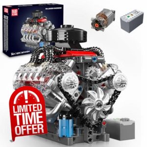 Mould King 10171 Technik V8 Engine Model Kit - 487 PCS to Build Your Own Mini Engine That Works - DIY STEM Project for Kids/Teens
