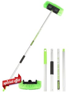 Five-Sided PBT Car Wash Brush 60” 151cm with Extendable Long Handle Soft Bristle Scrub Detail Brush for Exterior Interior Car SUV Truck Caravan Boat Tyres Solar Panel House Siding Cleaning Sweep Snow