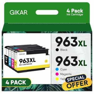 963XL Pack of 4 Ink Cartridges Replacement for HP 963 XL Ink Cartridges Multipack for HP OfficeJet Pro 9010 9012 9014 9015 9016 9018 9019 9020 9022 9025 Printer (1 Black