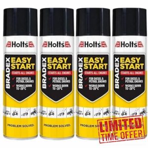 4 x HOLTS Bradex Easy Start Petrol and Diesel Engines Cold Start Spray 300ML Cans