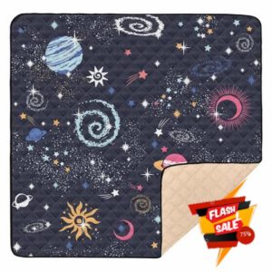 Space Star Sun Moon Outer Space Cute Foldable Baby Playmat for Floor Portable Tummy Time Activity Mat for Baby Kids Toddlers Infants