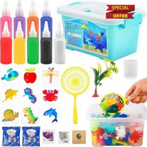 Water Jelly Creative Set | 9 Shape Molds EIf Kit | 3D Aqua Fairy Water Gel Kit | DIYS Water Animal Beads Kit Imaginative Sea Creature Oceans Mold | Painting Kits Water Gel Toy for Kids
