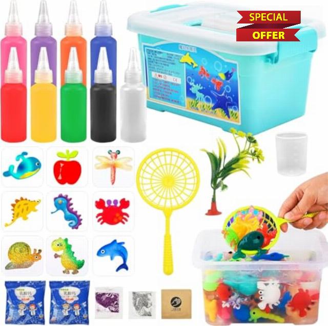 Water Jelly Creative Set | 9 Shape Molds EIf Kit | 3D Aqua Fairy Water Gel Kit | DIYS Water Animal Beads Kit Imaginative Sea Creature Oceans Mold | Painting Kits Water Gel Toy for Kids