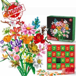 LIDONGYANG Advent Calendar 2024 for Kids Adults Teens 2025 24 Days Flower Bouquet Building Blocks Decoration Christmas Countdown Calendar Xmas Building Toy Set Gift Box for Boys Girls (Daisy)