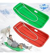 Popolic 2 Pcs Snow Sledge Heavy Duty Snow Sled - 400 LB Load Capacity Skiing Board Durable Tobogg...