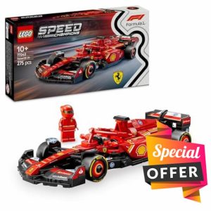 LEGO Speed Champions Ferrari SF-24 F1 Race Car Toy with a Collectible Formula 1 Driver Minifigure - Model Kits for 10+ Year Old Boys & Girls or Adult Motorsport Fans 77242