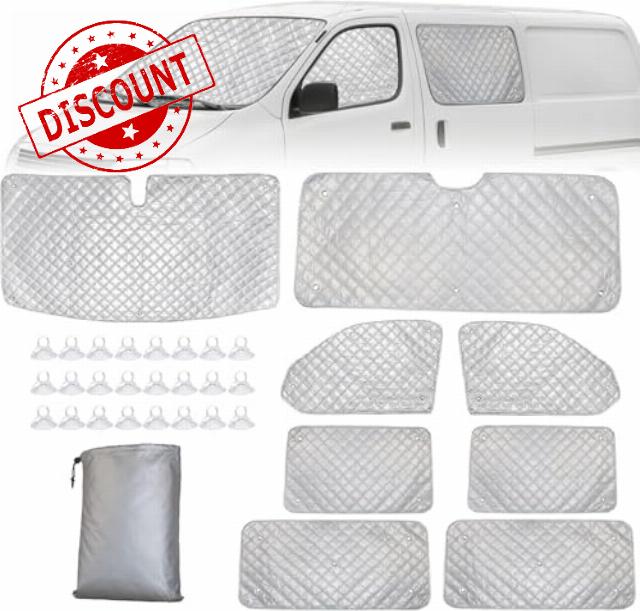 8PCS Windscreen Cover Front Window Sunshade Screen Wrap Cover Internal Thermal Blind compatible with VW T5 T6 Van