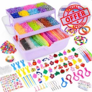 Sanlebi 15000+ Pcs Loom Band Kit - 32 Colors DIY Rubber Loom Bands