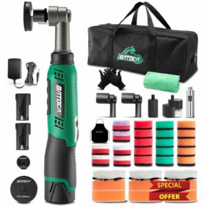 BATOCA S6 Cordless Car Polisher Buffer Sander Dual Action & Rotary Mini 12V Polishing Machine 1inch/3inch Detailing Polishing Pad Kit 6 Variable Speed 1000-5000RPM 2 2.0Ah Battery for Car Polish Clea