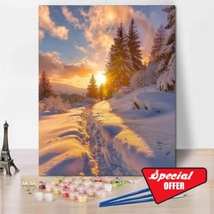 RNXAOPEN DIY Painting by Numbers Kits Ink Style Winter Snow Scene Hobbies for Women Oil Painting for Kids Paint by Number for Adults Beginner Canvas Arts Crafts for Home Decor 24x31In/60x80cm 8048-V