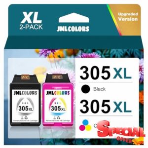JMLCOLORS 305XL Ink Cartridges Replacement for HP 305 Ink Cartridges Black and Colour for 305 XL for DeskJet 2700 2710 2710e 2720 Plus 4100 4120 4130 Envy 6000 6010 6020 6020e 6032 6032e Pro 6400 643