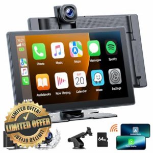 HOTPEAK 9 inchs Wireless Carplay Screen for Car with 2.5K Dash Cam
