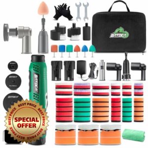 BATOCA S6 Cordless Car Polisher Buffer Dual Action & Rotary Mini 12V Polishing Machine 1inch/2inch/3inch Polishing Buffing Pad Kit 6 Speeds 2x 2.0Ah Battery for Car Motorcycle Detailing Polish Clea