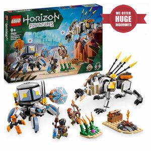 LEGO Horizon Adventures Aloy & Varl vs. Shell-Walker & Sawtooth Building Toy Set with Machine Monsters and Minifigures