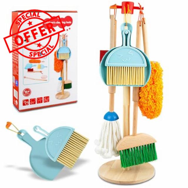 Koolbitz Wooden Cleaning Set for Kids - Pretend Play Broom