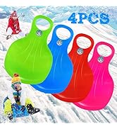Popolic 3 Pcs Snow Sled, Snow Sledge Portable Winter, Multicolor Sledge Grass Sand Sport Ski Boys...