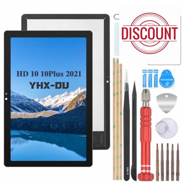 YHX-OU Touch Screen LCD Replacement For HD 10 10Plus 2021 11th Gen LCD Display Unit Digitizer Front Glass Panel Black with Tools