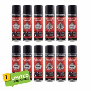 Tetroseal 12 X Aerosol Underbody Sealant Car Underseal Spray 500ml Seal Protection Spray Simple black finish with a long lasting protective coating