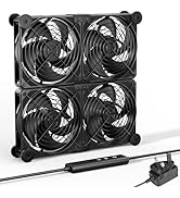 upHere gaming 2 x 120mm Dual Ball Bearing PC Fan, Powerful DC 12V Cooling with AC 220V 240V Plug,...