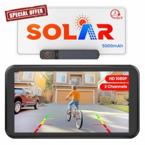AUTO-VOX Solar Wireless Reversing Camera 5" 1080P Monitor: 5000mAh Battery 2 Mins DIY Installation & 2 Split Screen Reverse Camera Kit