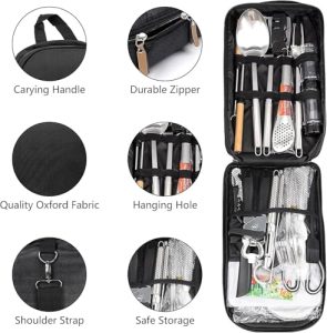35 Pcs Portable Camping Kitchen Utensil Gear Accessories with Tongs