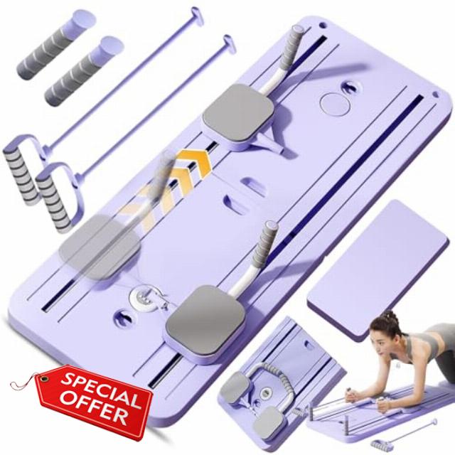 EFGETD Upgraded Pilates Reformer Machine for Home Multifunctional Abdominal Board Automatic Rebound Ab Roller Wheel Training Board Full Body Workout Equipme
