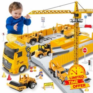 Construction Toys For 3-7 Year Old Boys Construction Truck Toys Set Toddler Car Truck Toys Digger Toys - Crane Excavator Dump Trucks