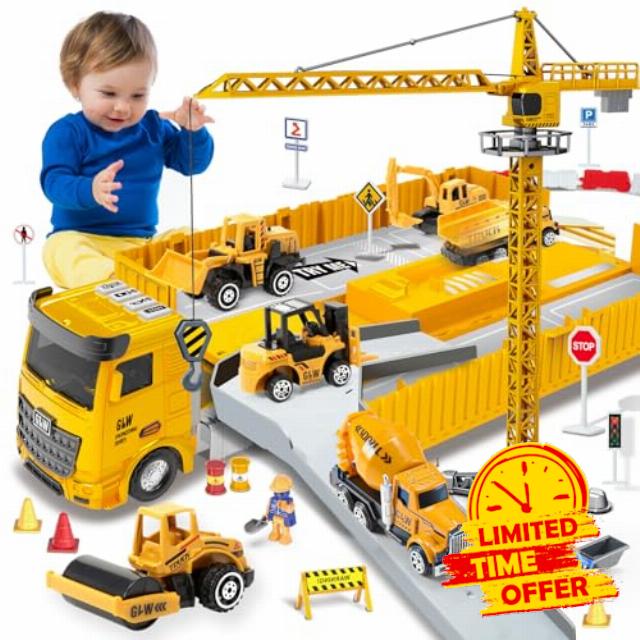 Construction Toys For 3-7 Year Old Boys Construction Truck Toys Set Toddler Car Truck Toys Digger Toys - Crane Excavator Dump Trucks