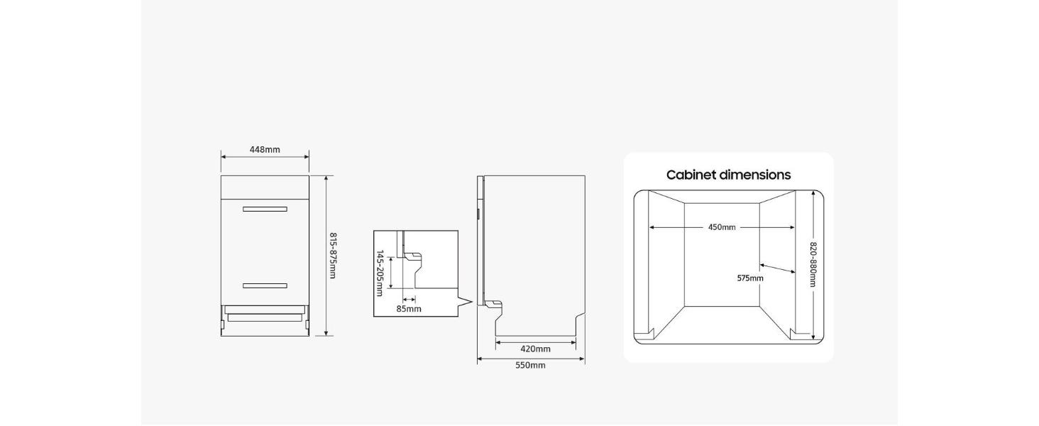 cabinet dimensions should be WxLxH: 45x57.5x82 cm