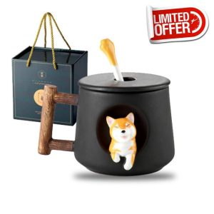 Fcairfinity Cute Ceramic Coffee Mug with 3D Shiba Inu