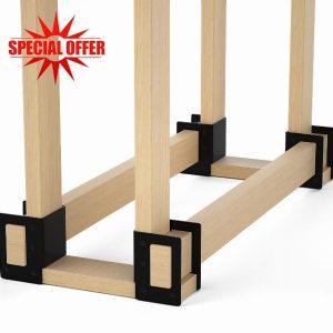 OUUTMEE Firewood Rack 4PCS Outdoor Freely Create Firewood Storage Rack Bracket Kit Iron Fireplace Wood Storage Holder with Adjustable Length Outdoor Firewood Log Storage Rack