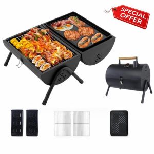 Stainless Steel Double Sided BBQ with Twin Sided Grill Function